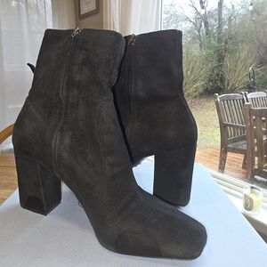 Black Prada Suede Heeled Boots
